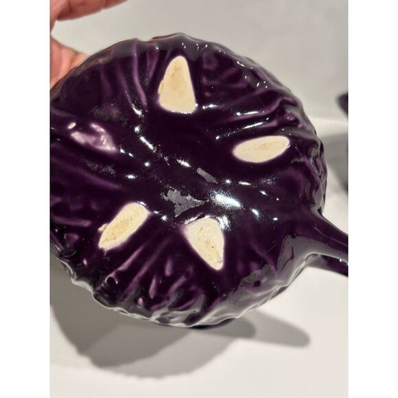 Set of 3 Purple Ceramic Vine & Leaves Cups by Faiancas Neto & Gomes Portugal - Picture 3 of 11